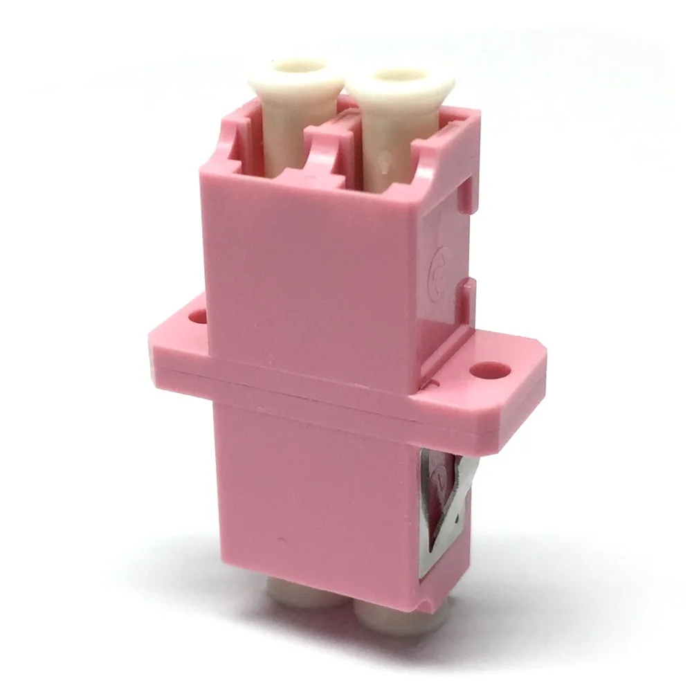

50pcs LC/UPC OM4 Duplex Adapter-with Flange-Multimode-Pink-Optic Fiber