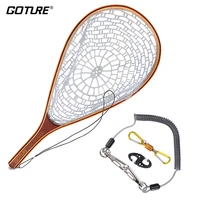goture monofilament nylon fly fishing landing net set trout landing network with magnetic buckle and fishing lanyard