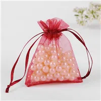 Изготовленный На Заказ bolsas для подарков, 50 шт в наборе, 11x16 см различных цветов рождественские подарочные мешочки под конфеты упаковывая шнурок из органзы подарочные пакеты - Цвет: Burgundy