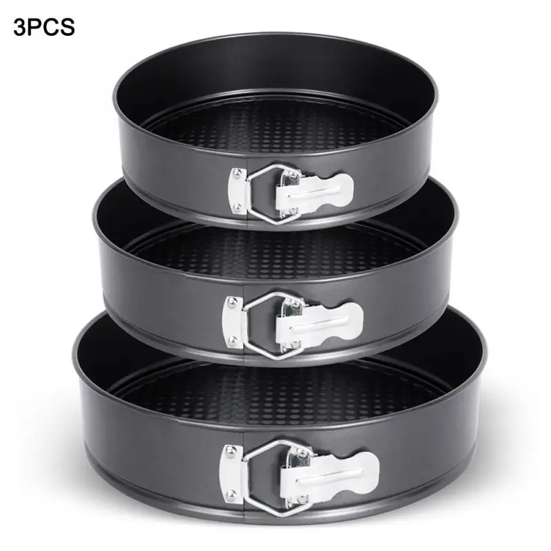 3 Pcs a set Набор из 3 предметов, 4 вида, круглая форма для торта, антипригарное покрытие, съемная основа, домашняя форма для торта, противень для выпечки, инструменты для выпечки - Цвет: 3 Pcs a set