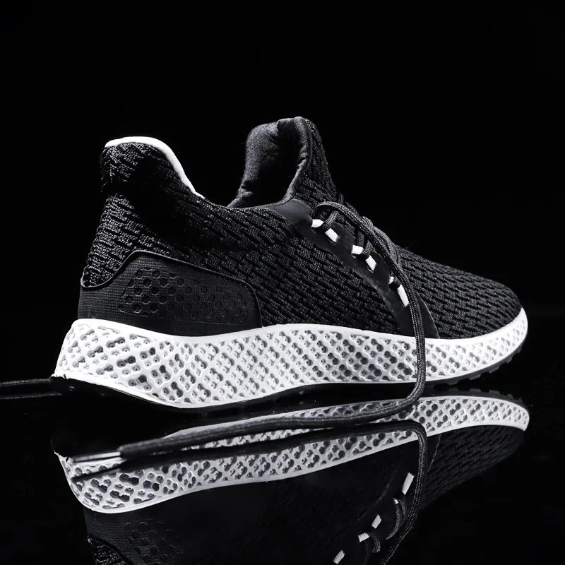 Black Sneakers Merkmak/весенние кроссовки; Мужская обувь; Новинка года; летняя модная повседневная сетчатая дышащая Спортивная обувь на шнуровке; мужская обувь на плоской подошве - Цвет: Black Sneakers