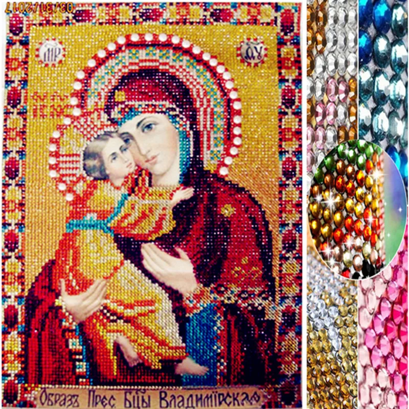 Diy кристальная круглая Алмазная картина алмазная мозаичная религиозная страз