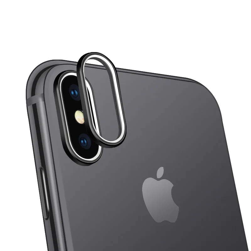 2 шт./партия Защитная пленка для объектива Круг для iPhone XR X XS MAX задняя камера защитное кольцо из алюминиевого сплава двойной цвет - Цвет: black