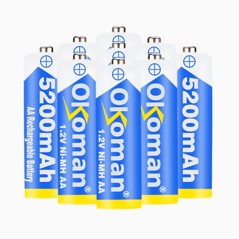 Okoman Новый 5200 mAh никель-металлогидридные AA Предварительно заряженный ni-mh