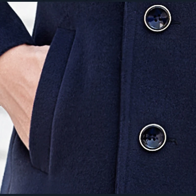 Осенне-зимнее профессиональное шерстяное пальто двубортное средней длины