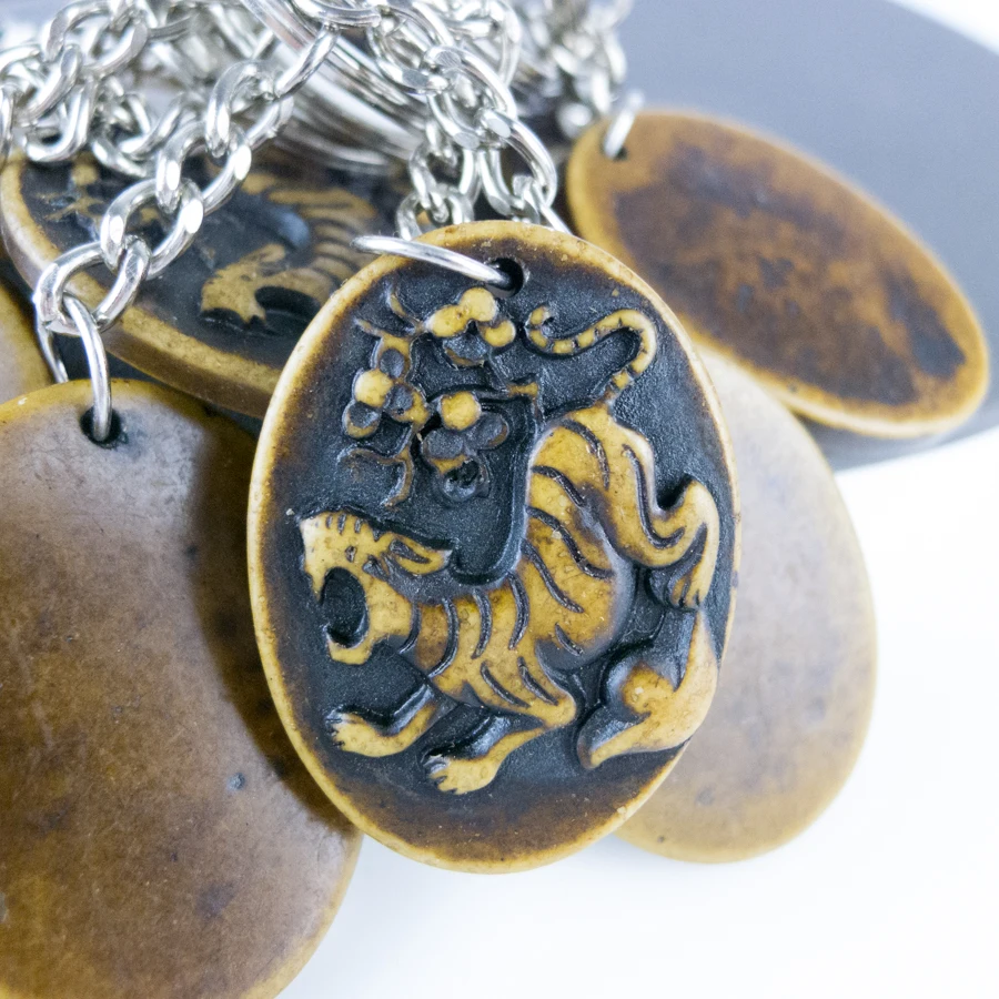 Tiger The 12 Chinese Zodiac Key Chain limitation Yak Bone Material Art Vintage Chains #GZ303 | Украшения и аксессуары