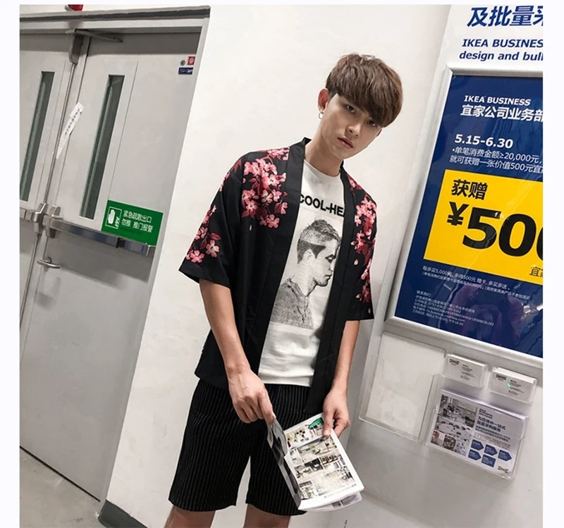 Японское кимоно кардиган для мужчин haori yukata мужской самурайский костюм одежда кимоно куртка мужская кимоно рубашка yukata haori KZ2037