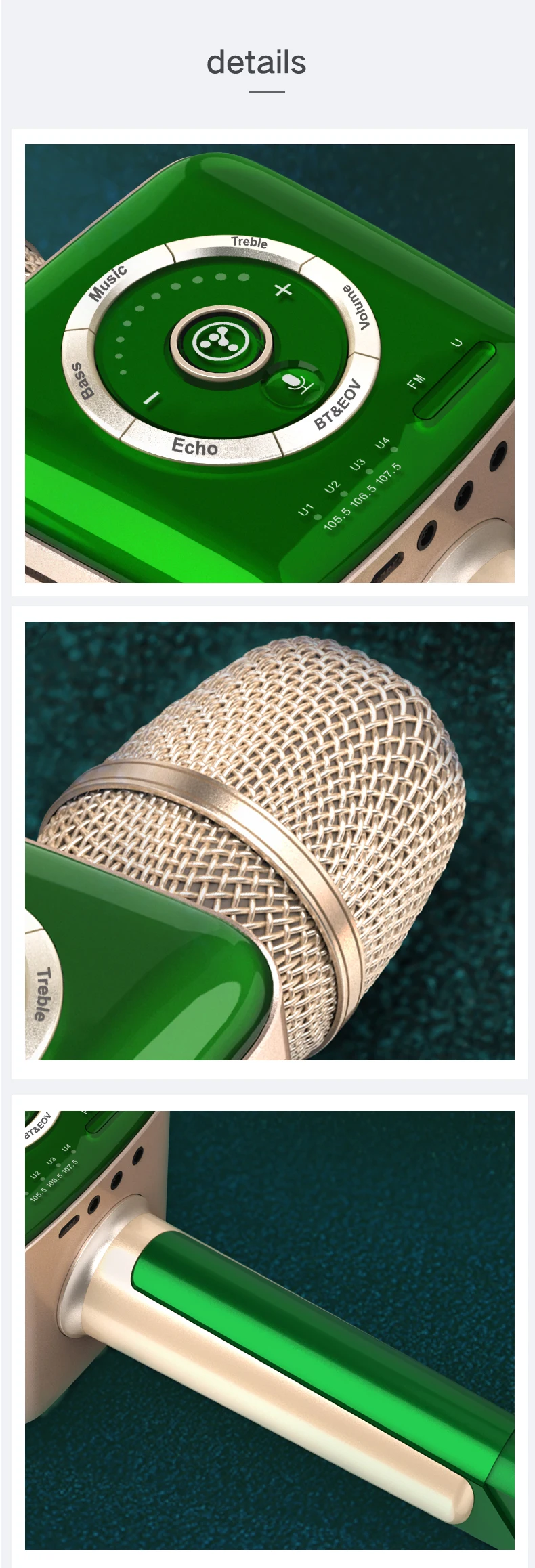 Тосинг микрофон продавец смартфон HIFI bluetooth/FM/UHF/EOV/AUX IN/наушники Ручной беспроводной караоке профессиональный микрофон