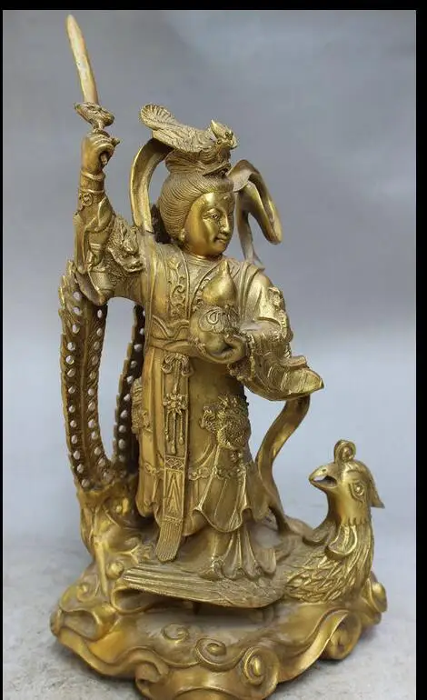 Zhaorui4884413 + 14 &quotКитайский Латунь Дракон Фея Belle Красоты Богиня Ездить Летать Феникс