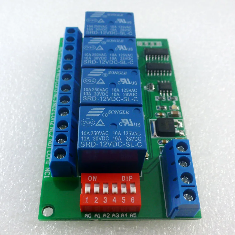 4 Канальный Релейный Модуль DC 12 В RS485 CE040 модуль Modbus RTU & AT переключатель