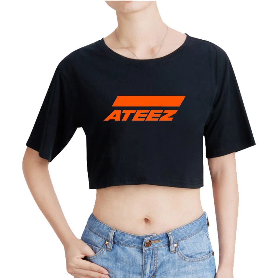 ATEEZ топы с принтом, летние шорты, футболка, Женская Сексуальная поп-одежда, горячая Распродажа, повседневная Harajuku размера плюс XXL