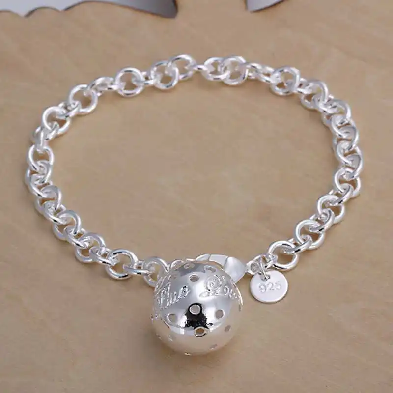 Горячая продажа посеребренный браслет тонкая подвеска с полым шариком Высокое