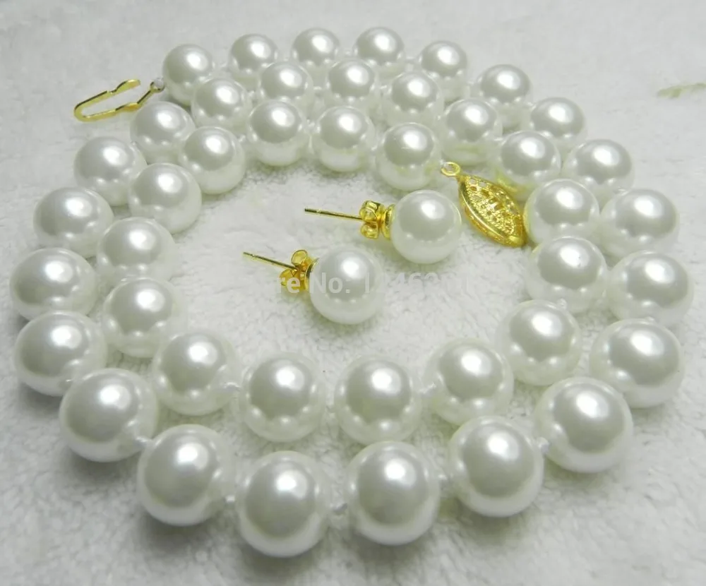 (Минимум Order1) AAA 10 мм жемчужное ожерелье из Белого моря и южной раковины серьги