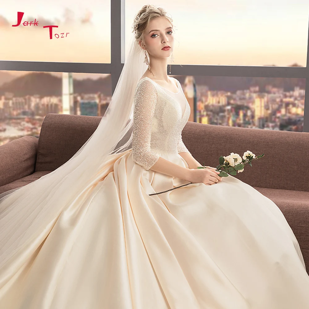 Robe De Mariage индивидуальный заказ полный Бисер с рукавом три четверти Лучший Франция