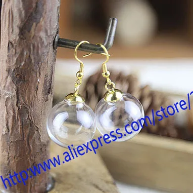 

Free ship!!! gold14*4mm(opening) glass globe & cup & Ear hook Glass DIY glass bubble bottle glass vial pendant