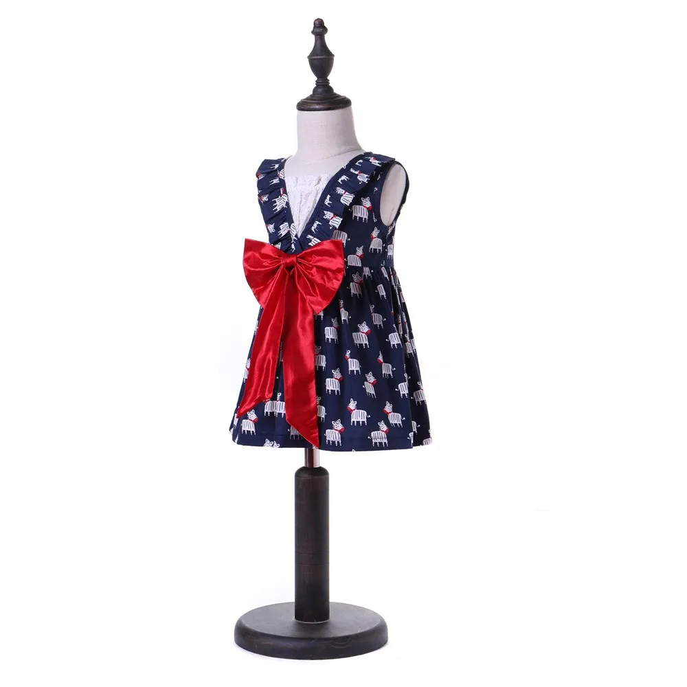 Children Kid Girls Cartoon Print Bowknot Lace Princess Party Dress Clothes Girl Clothing Set Summer #25 | Детская одежда и обувь