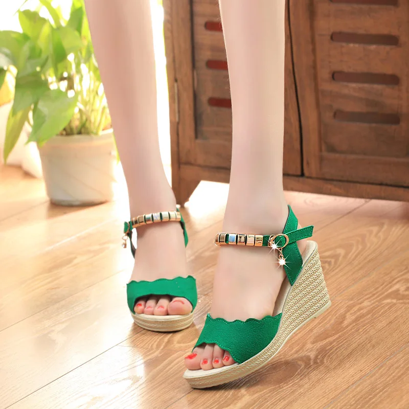 Женские туфли на танкетке Новинка лета 2020 женские высоком каблуке с открытым