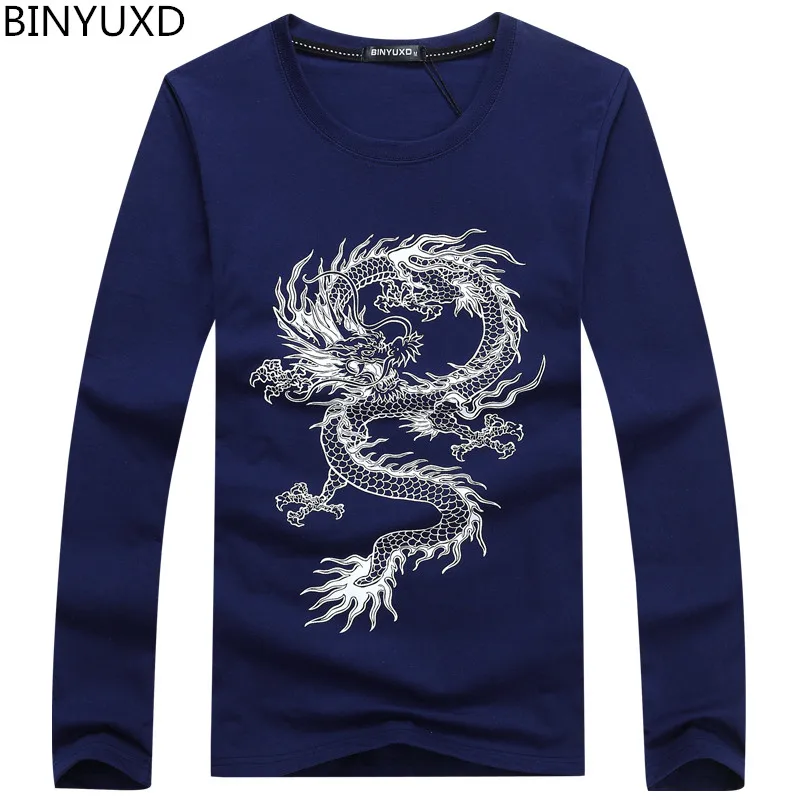 Мужская футболка с длинным рукавом BINYUXD модная брендовая в стиле хип хоп принтом