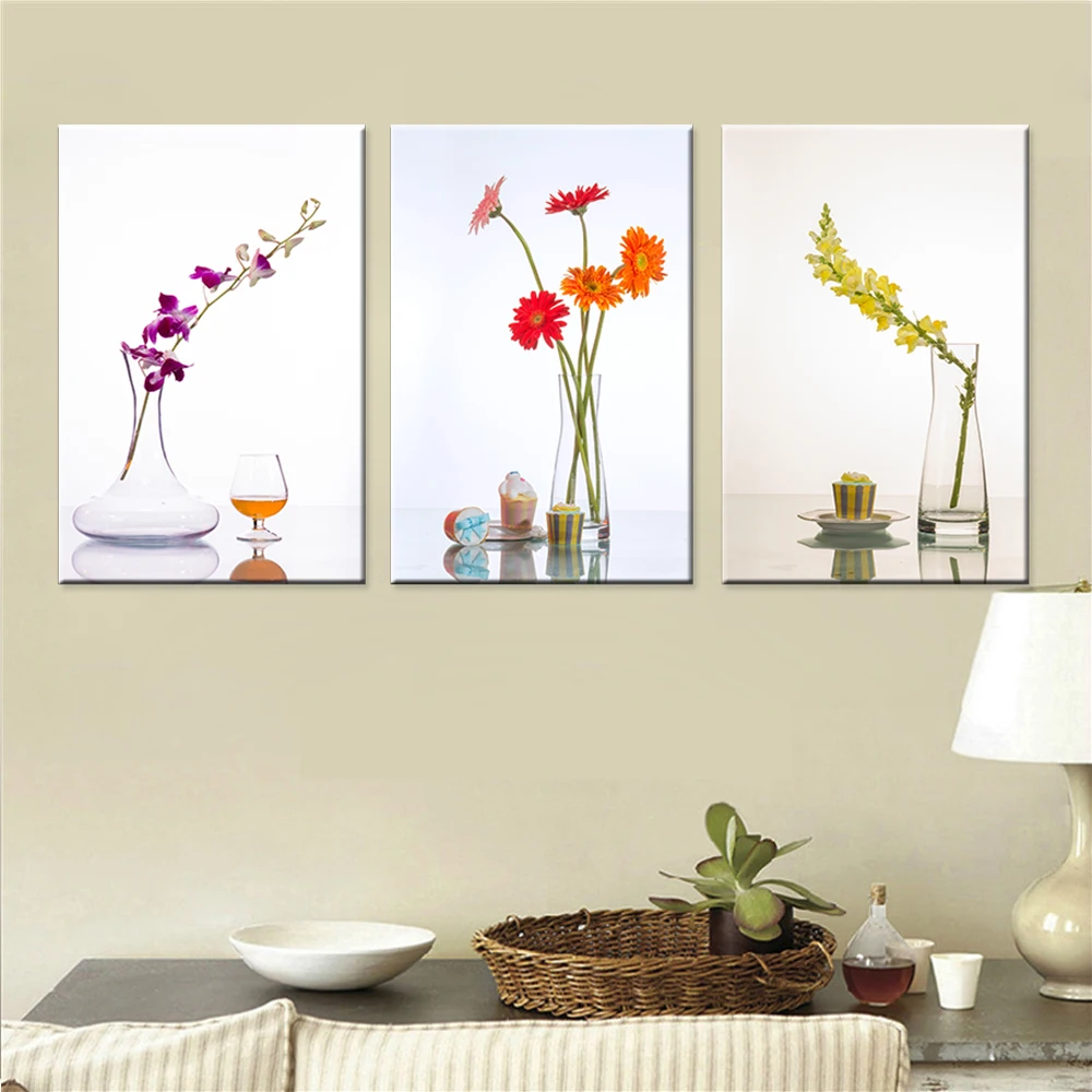 

Drop-shipping Flower Canvas Painting Home Decor Modular Oil Picture Nordic Canvas Art Wall Picture for Living Room 3pcs Unframed