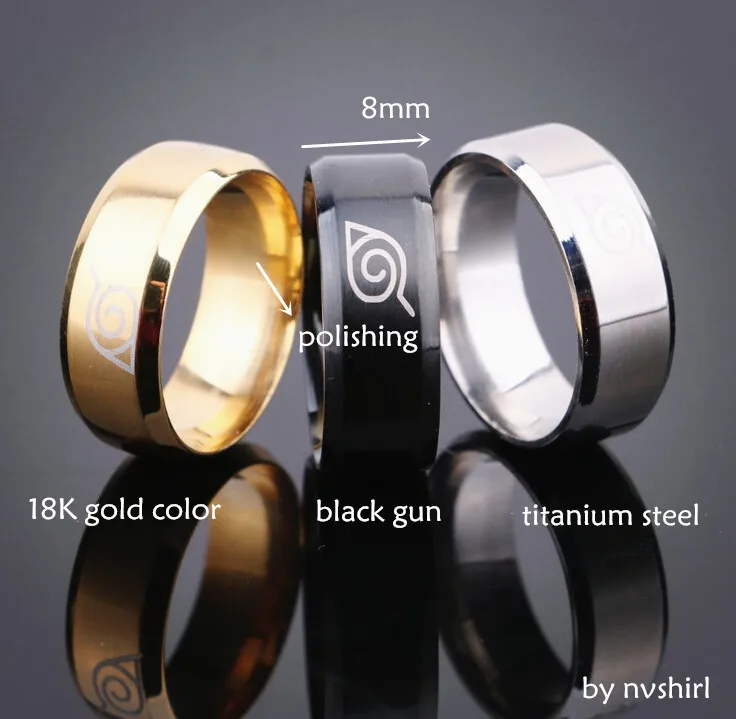 YOUREM drop ship ok gold color anti allergy 2018 New width 8mm men Naruto rings stainless steel classic women ring jewelry fj412 | Украшения