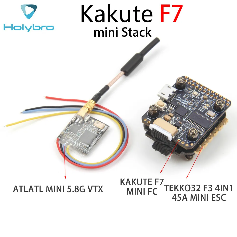 Мини Контроллер полета Holybro Kakute F7 и Tekko32 F3 4 в 1 45A mini ESC & Atltal VTX 5 8G Combo Stack 20*20 мм|Детали