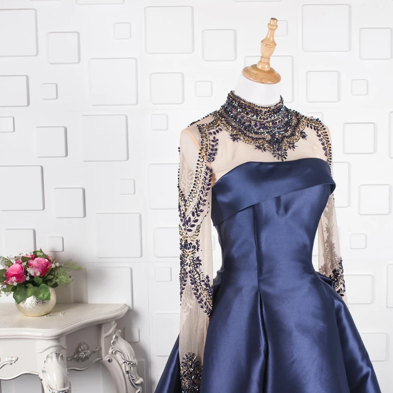 JANCEMBER роскошное платье с длинным рукавом вечернее отделка из бус Кристалл узор