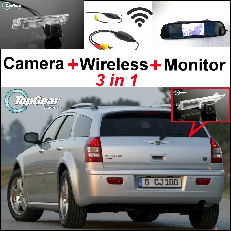 

3 in1 Special Rear View Camera + Wireless Receiver + Mirror Monitor Bcakup Parking System For Lancia Thema 2011~2014