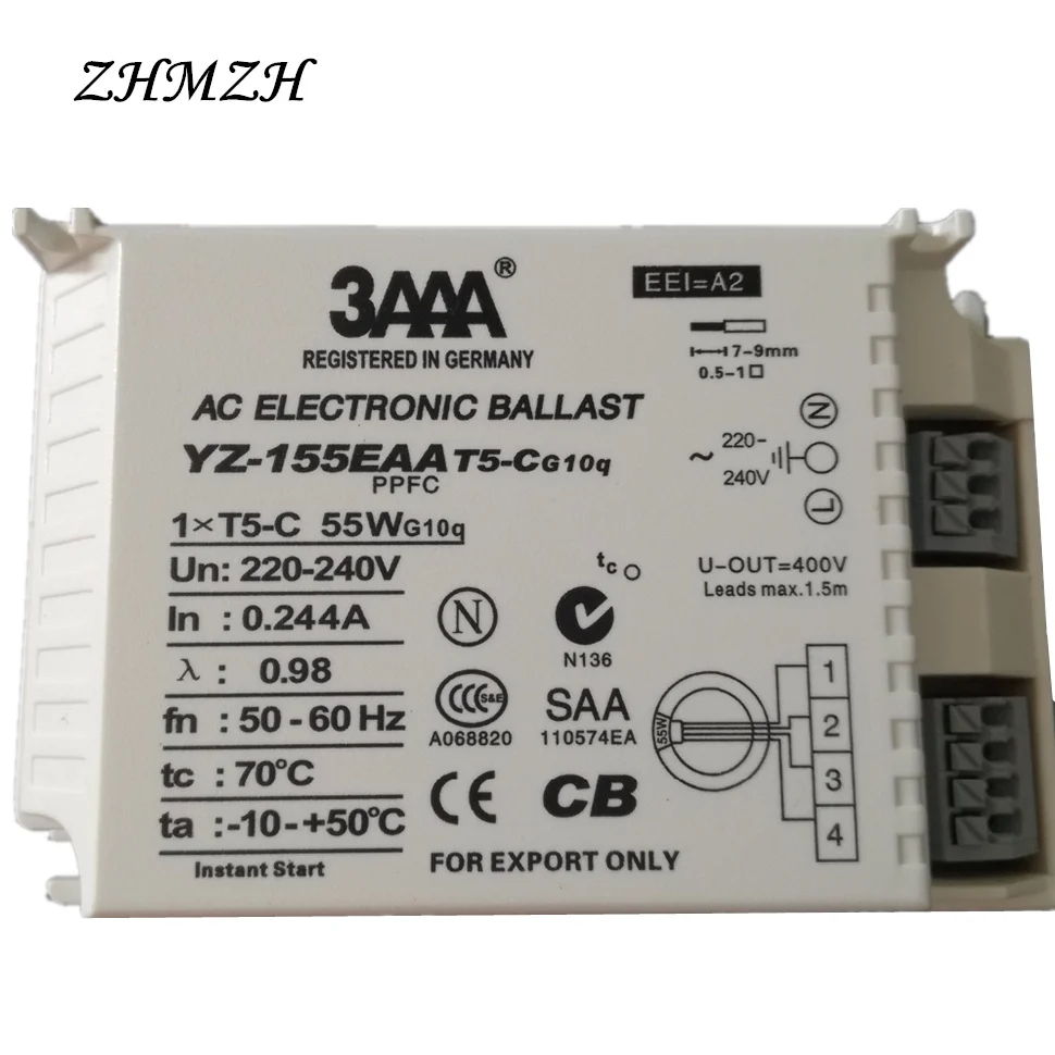 3AAA YZ155EAA T5 C 55 Вт * 1 электронный балласт 220 В AC G10q люминесцентная лампа выпрямителя