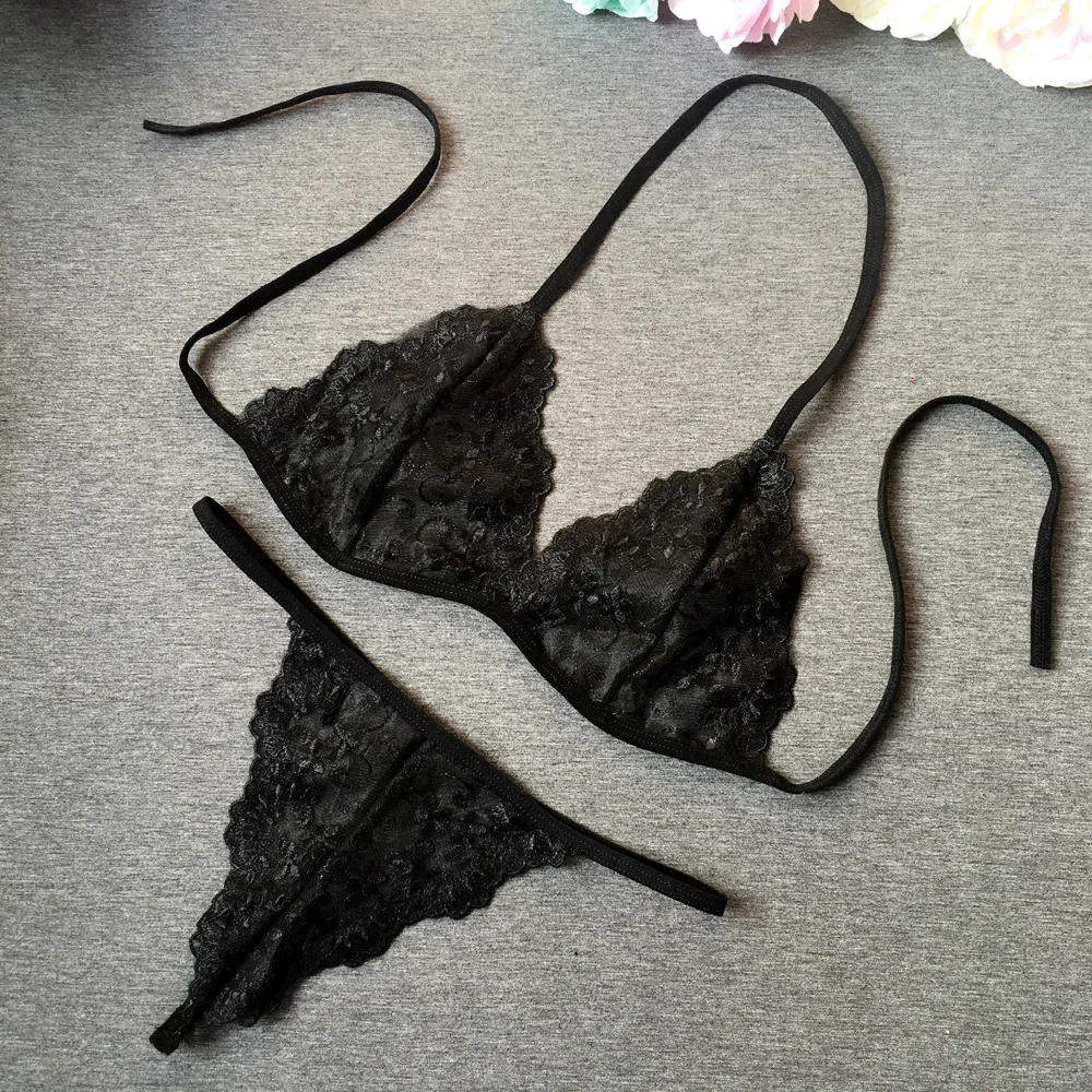 Ресниц Кружево Bralette Трусики для женщин мягкая Треугольники бюстгальтер трусики