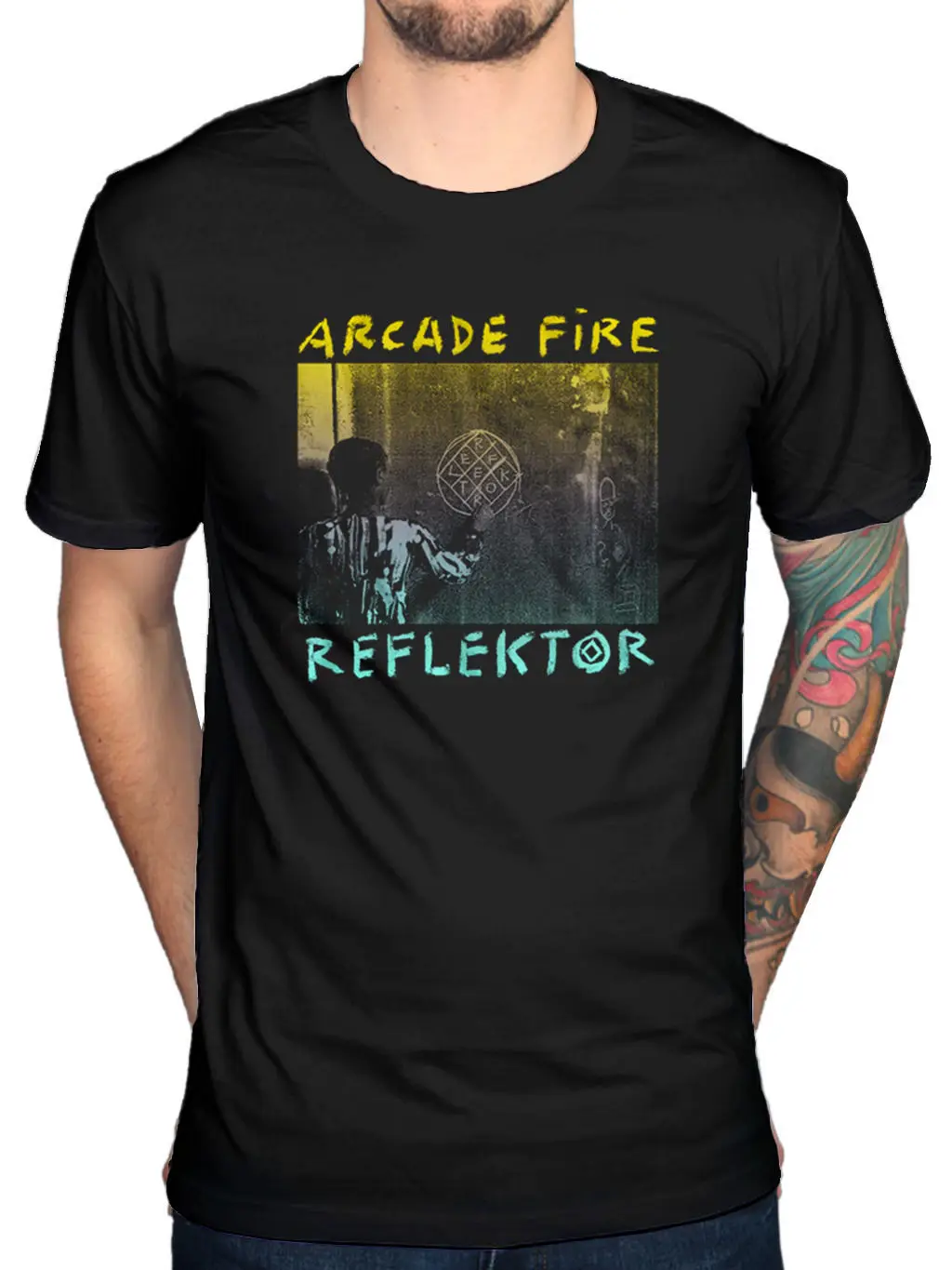 Официальный Uomo Arcade Fire proiettore футболка funerale в periferia неоновый bibbia | Мужская одежда