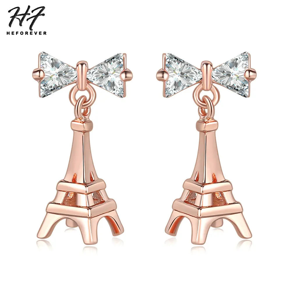 Висячие серьги DZE003 в виде Эйфелевой башни для женщин уникальный бант с