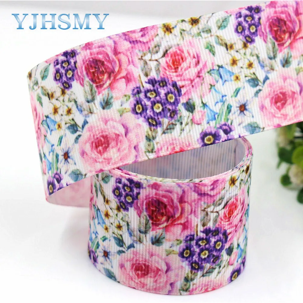 YJHSMY C-18317-51 38 мм 5 ярдов весенние цветочные печатные корсажные ленты DIY аксессуары