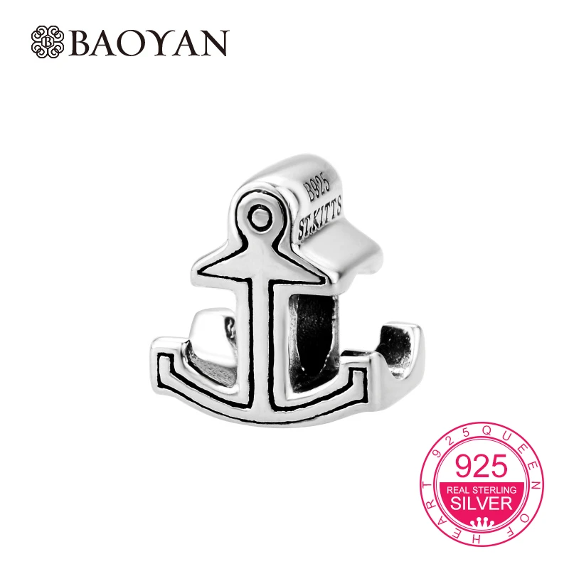 BAOYAN 925 Sterling Silver Anchor Charms fit Bracelets &amp Necklace for Women N1 | Украшения и аксессуары