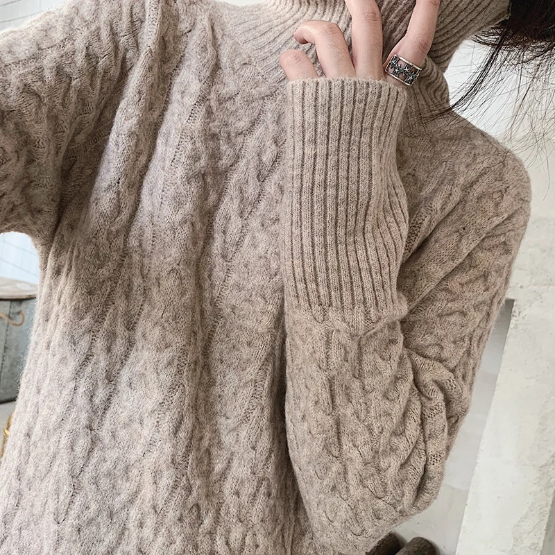 CamKemsey, толстый теплый зимний свитер, платье для женщин, макси Vestidos,, осенняя мода, скрученная водолазка, вязанные длинные платья