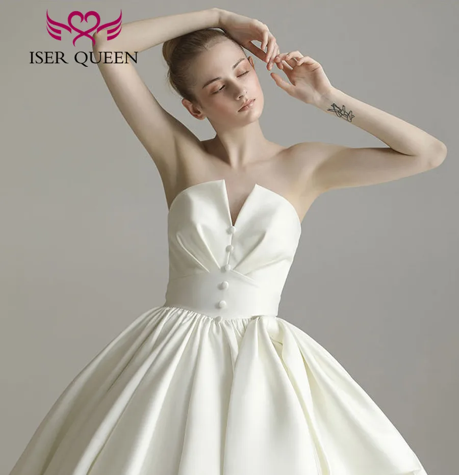 Элегантный Европейский Атлас свадебное платье es бальное цвета слоновой кости