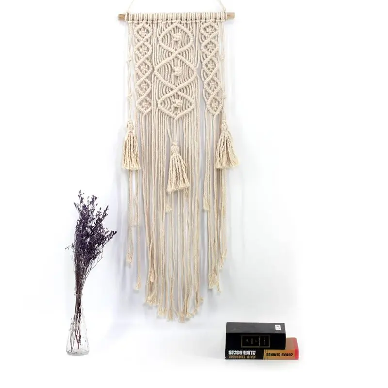 

Macrame Handmade Cotton Wall Hanging Tapestry With Lace Fabrics Bohemian Home Room Decoration Craft Nordic Style