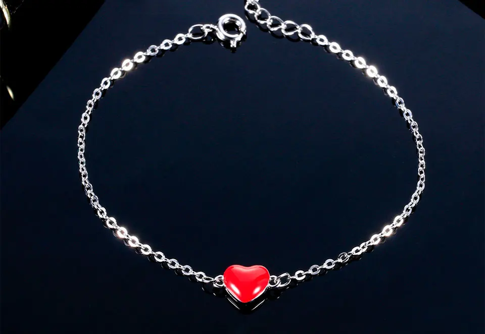 Nasiya 925 пробы серебряные ювелирные изделия набор модное ожерелье Красное сердце серьги браслет для женщин подруги Подарок на годовщину
