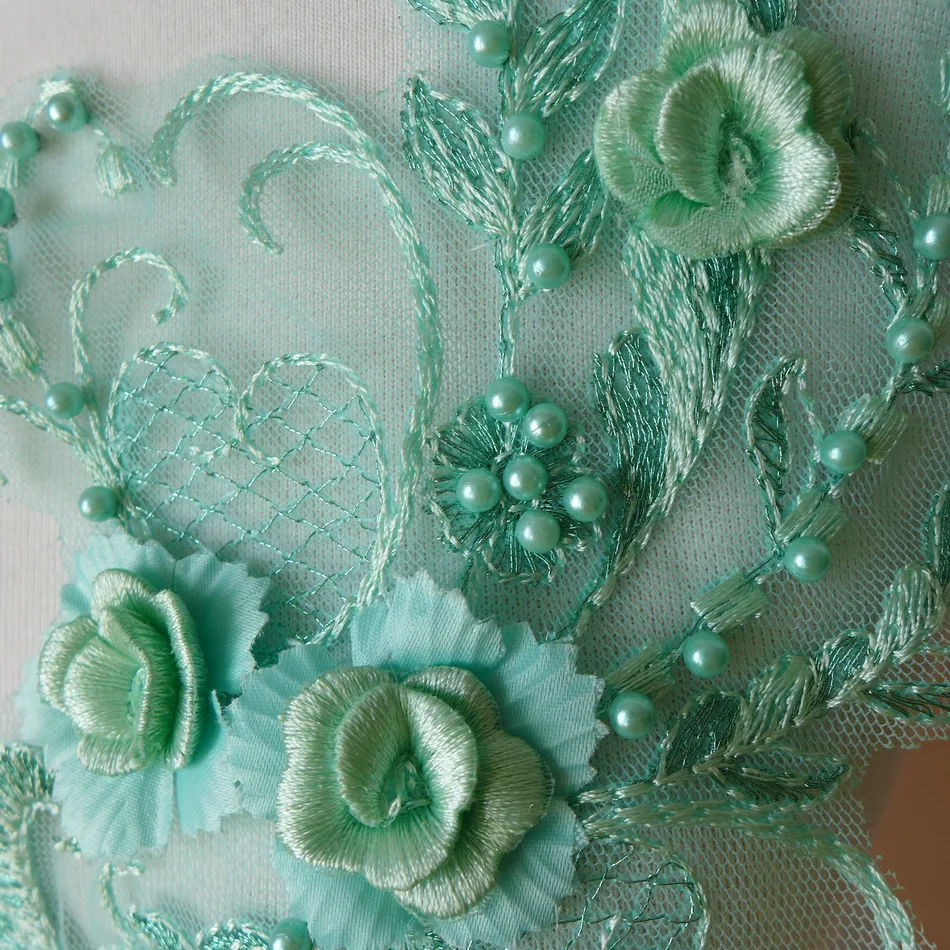 Кружевная аппликация 1 пара мятный зеленый красный цвета слоновой кости вышивка