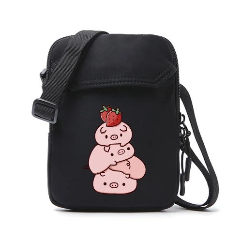pig 4 black APP BLOG, брендовые Мини повседневные маленькие сумки-мессенджеры с розовой Свинкой, вечерние сумочки, известный дизайнер, сумки на плечо для женщин, девушек, студентов - Цвет: pig 4 black