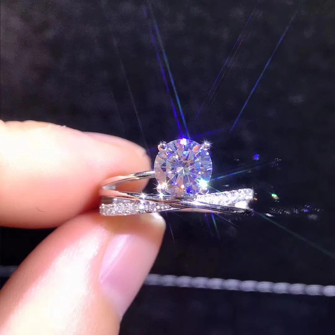 Круглое серебряное кольцо с муассанитом 1ct D VVS роскошное кольцо с муассанитом для женщин