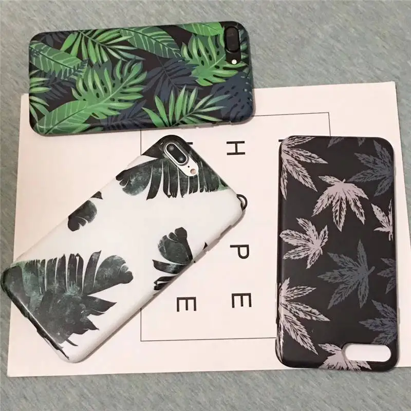 Europe And The United States New For Iphone 6 6S 7 8plus X Xs Xr Xsmax Fresh Green Leaves Tpu Anti-Fall Mobile Phone Shell |