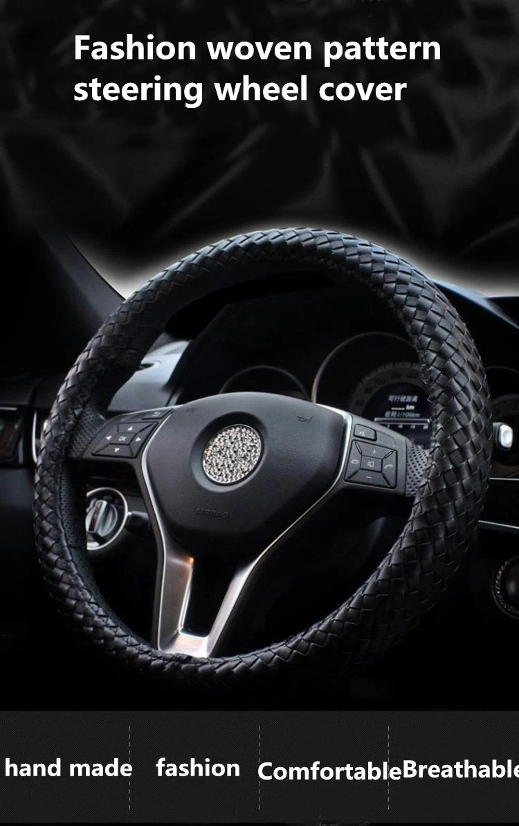 Ручной тканый чехол рулевого колеса автомобиля спортивные рулевые Чехлы четыре сезона кожаные чехлы для рулевого колеса для мужчин аксессуары