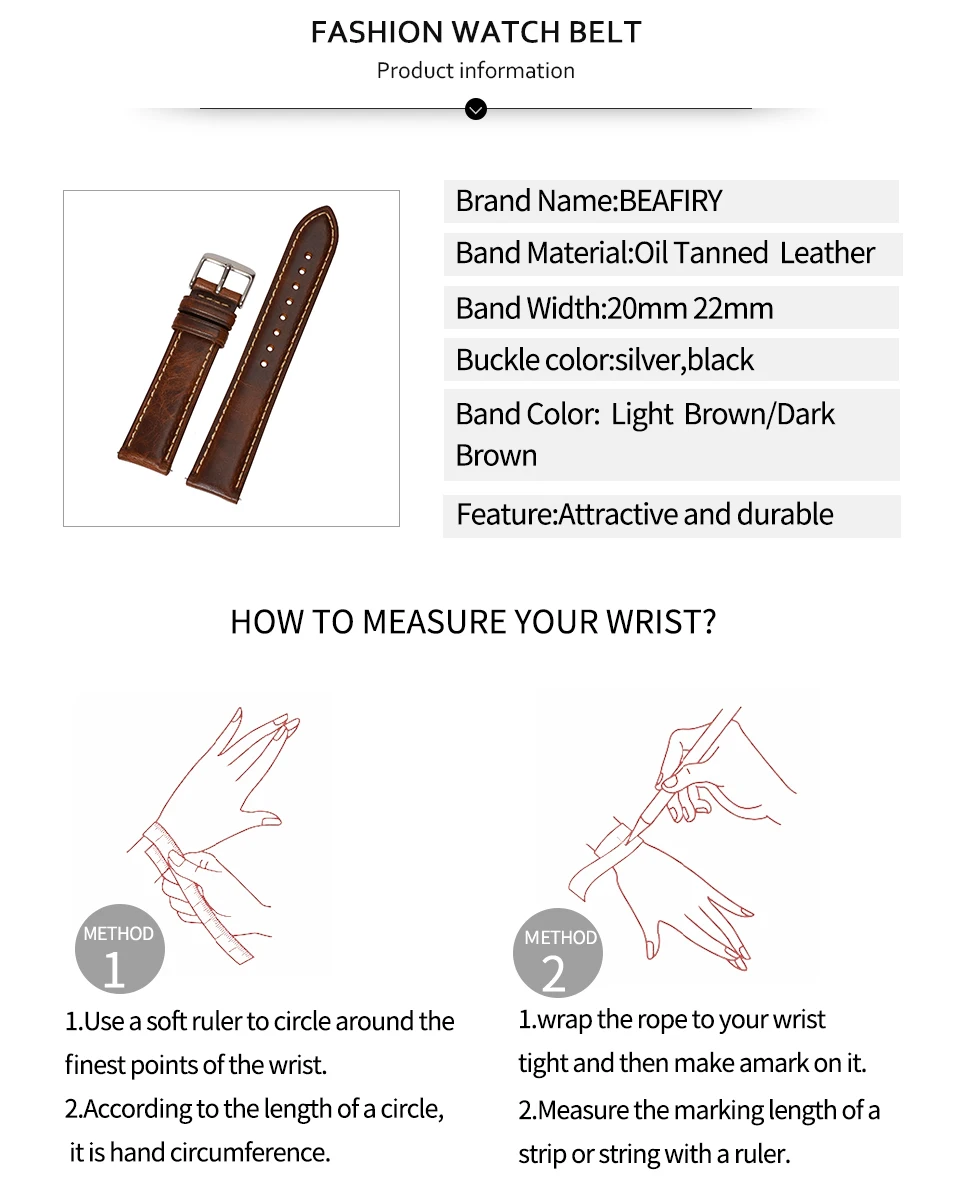BEAFIRY загорелая кожа 22 мм 20 мм 18 мм ремешок для часов Quick Release Watch Band ремешок коричневый для мужчин и женщин совместим с Fossil