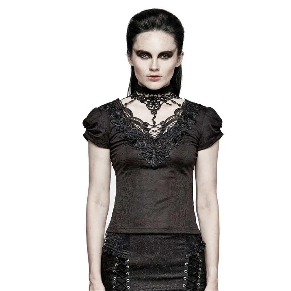 Готический ласточкин хвост летняя футболка жаккардовая короткий рукав