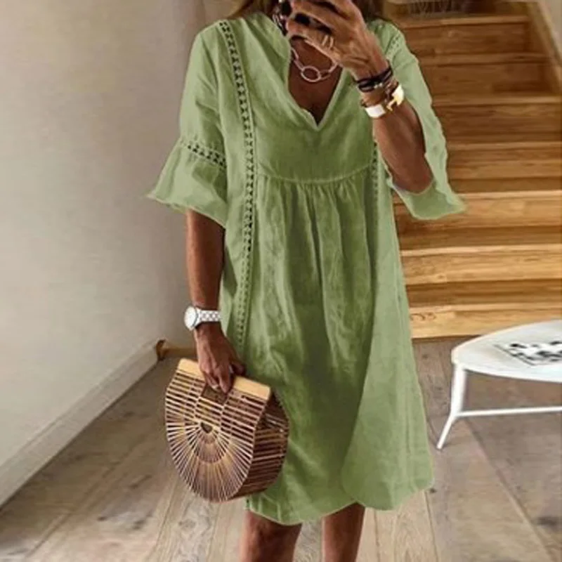 Женское мини-платье Lipswag Повседневное платье с треугольным вырезом и коротким