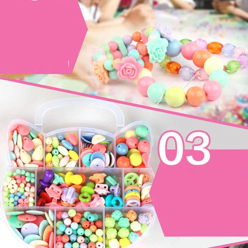 300 шт Красочные акриловые бусины DIY игрушки для девочек головоломки набор ювелирные ожерелья ручной работы браслет из бисера Amblyopia обучение детей