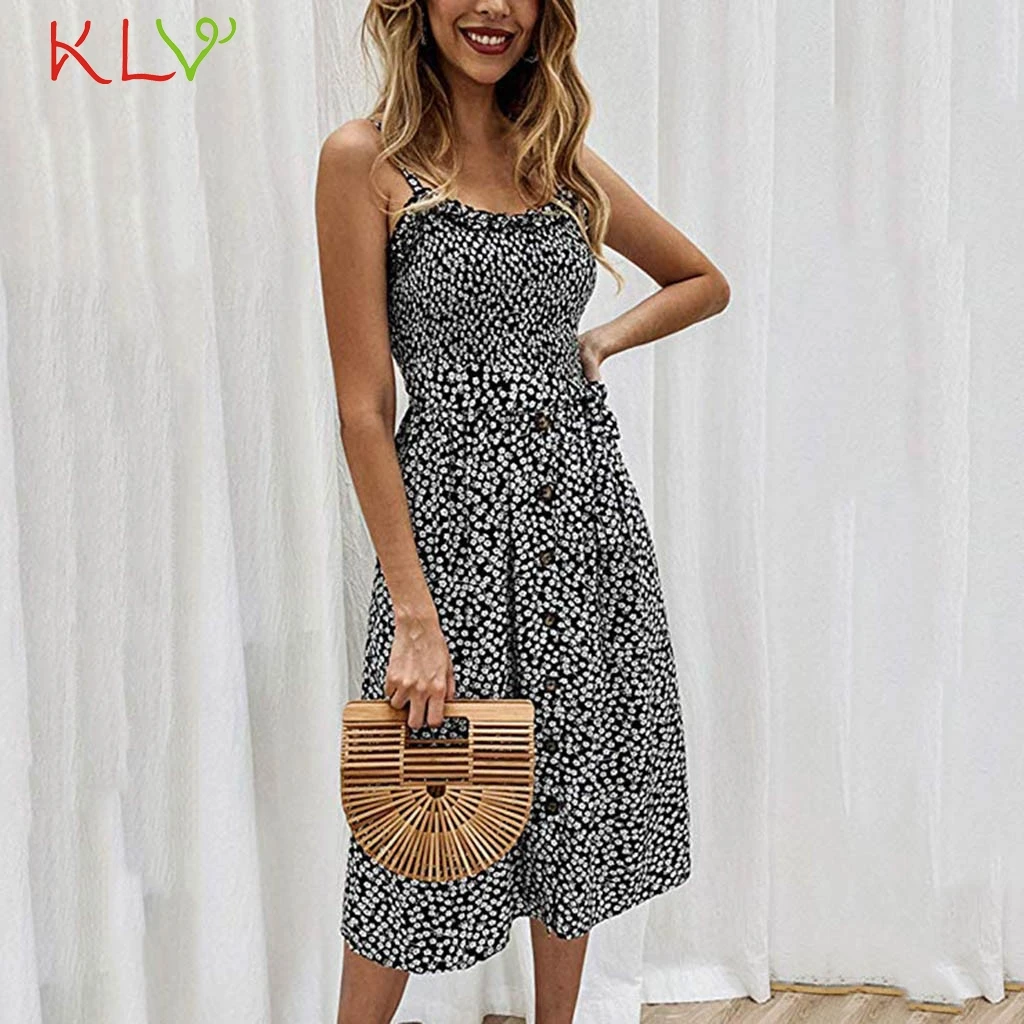 Женское винтажное платье на бретелях с цветочным принтом|Женские платья| |