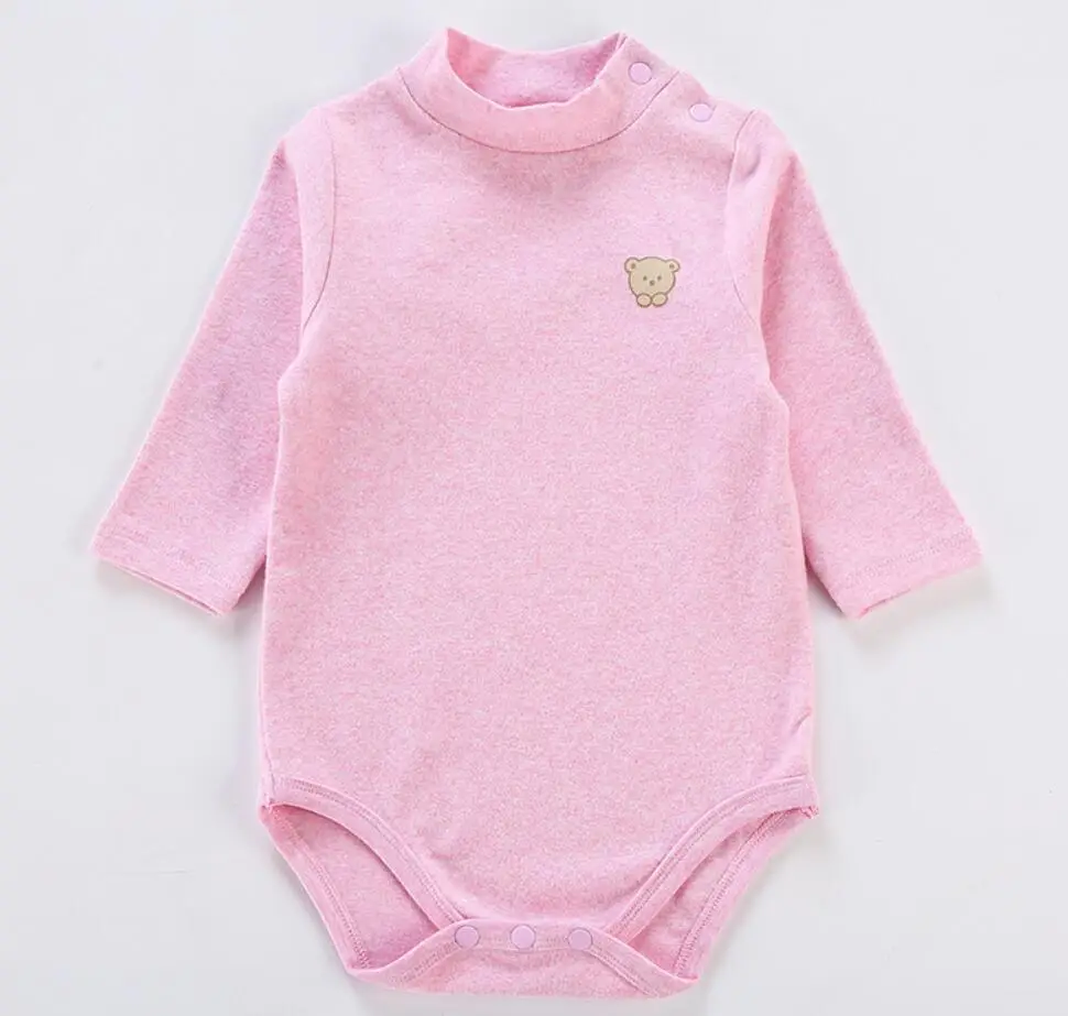 melange pink Одежда для малышей; комбинезон; комбинезоны для малышей; одежда для малышей; боди для мальчиков и девочек; одежда для детей с высоким воротником; сезон осень-зима - Цвет: melange pink