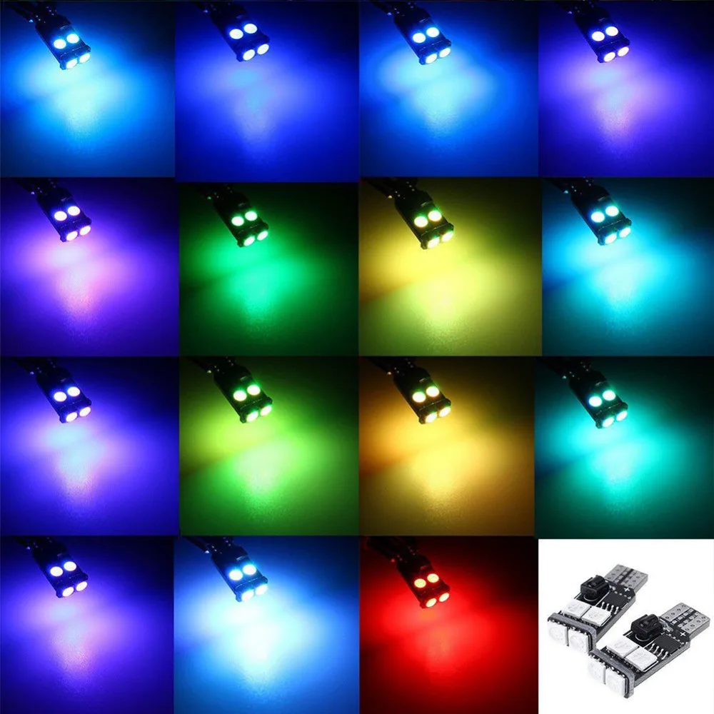 2 шт. T10 Ширина светильник RGB 6SMD 5050 светодиодный автомобильный клиновидный