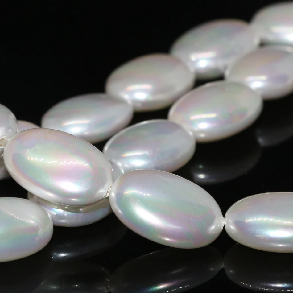 

Natural white shell pearl flat oval shape 7*18mm free shipping fashion diy beads egg weddings party loose jewelry 15inch B2266